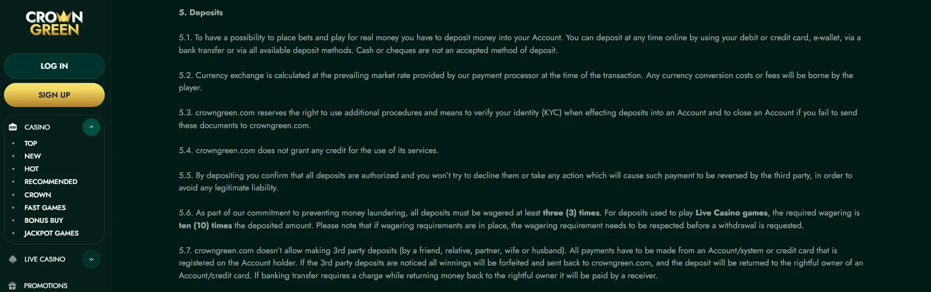 How to Deposit Money in Crowngreen Casino?