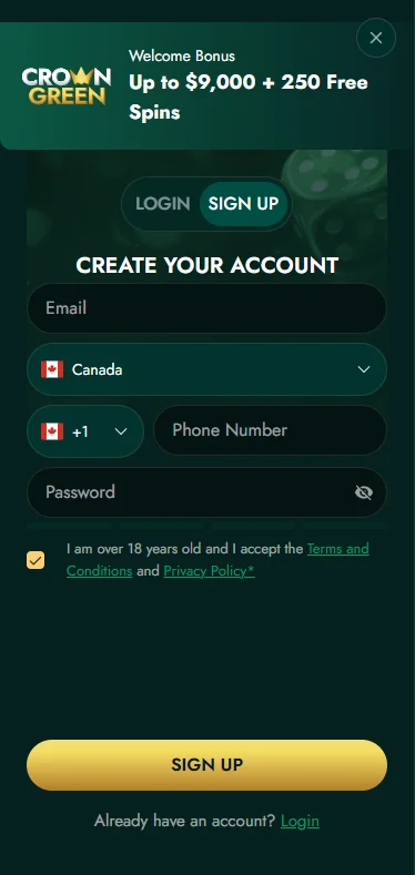 How to Register at Crowngreen Casino